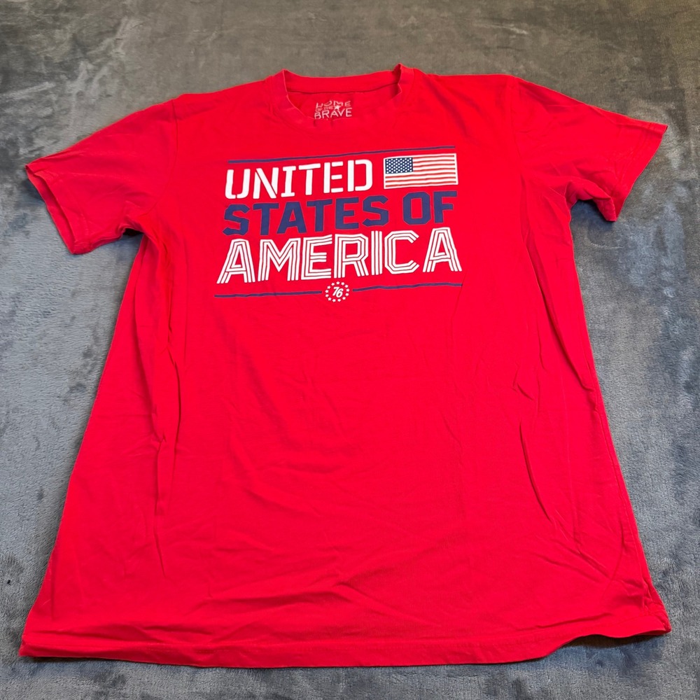 United States of America Graphic T-Shirt "Home of the Brave" Red Adult Large